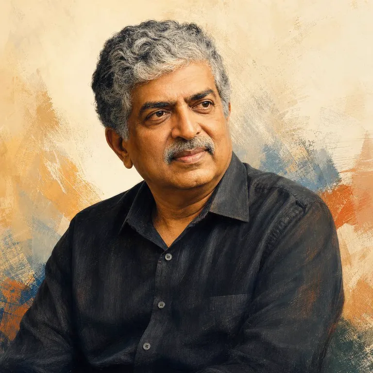 Illustrated portrait of Nandan Nilekani