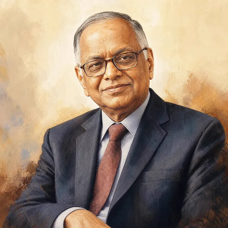 Illustrated portrait of N.R. Narayana Murthy