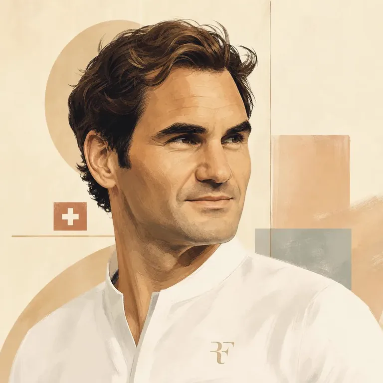 Illustrated portrait of Roger Federer