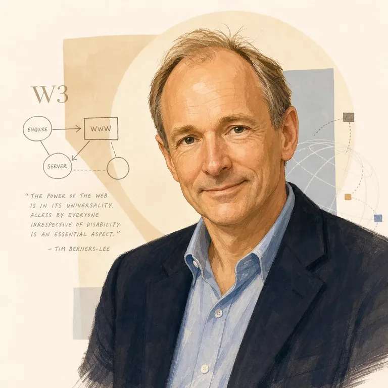 Illustrated portrait of Tim Berners-Lee